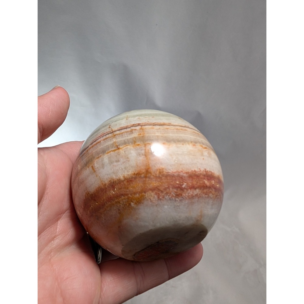 441gm  Natural Rainbow Banded Onyx Sphere,‎ Crystal Healing , 2.5" Dia.
